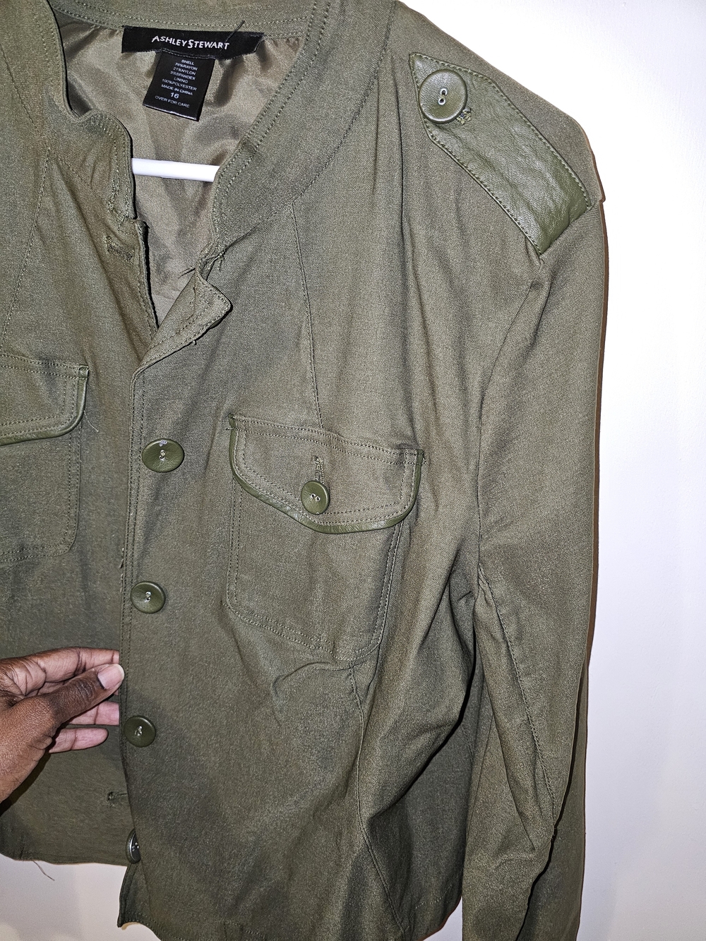 Ashley Stewart Olive Green Military-Style Field Jacket - Picture 3 of 4